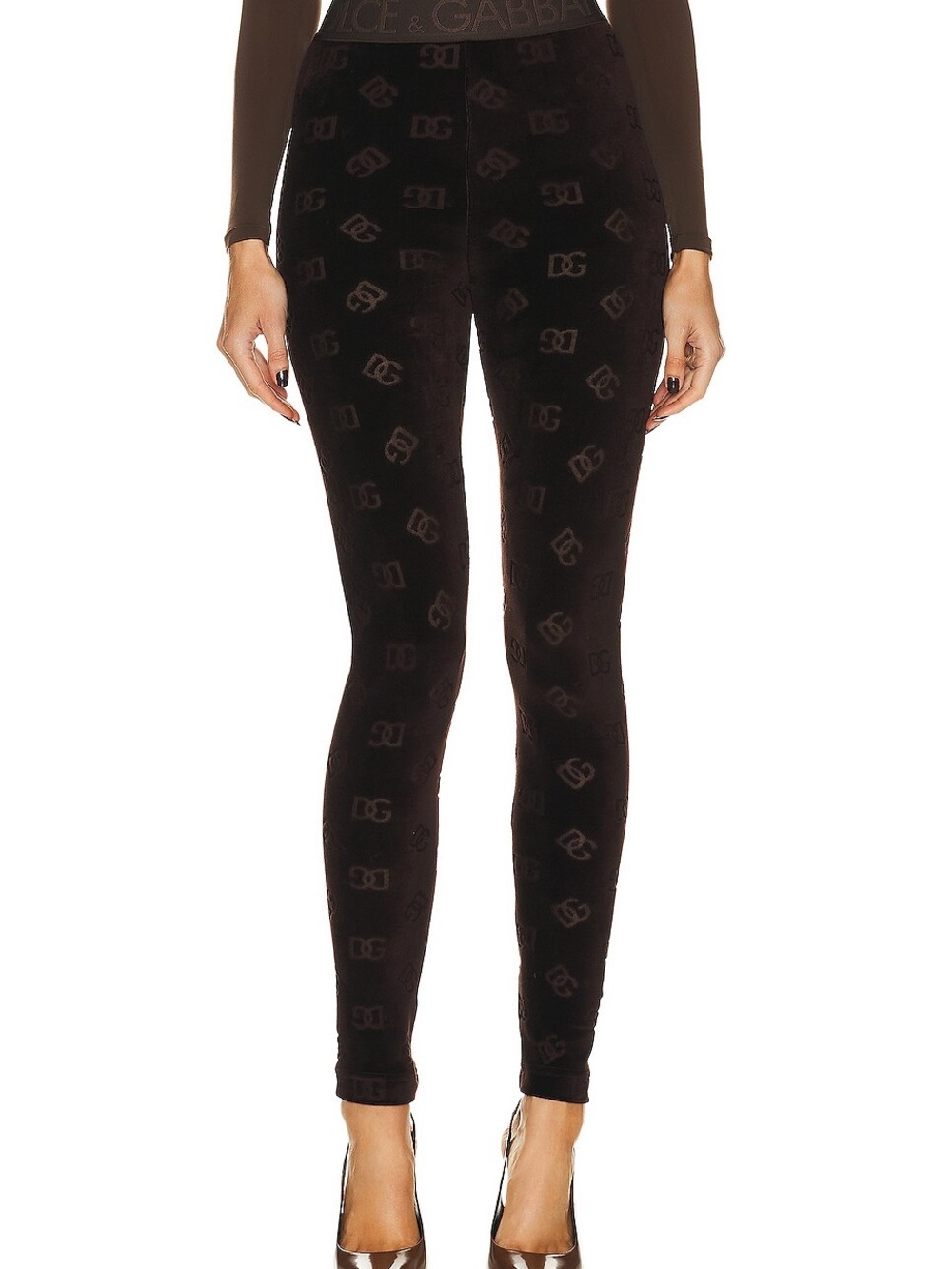 NWT Dolce & Gabbana High Waisted Pant in Espresso Brown size 44 Logo